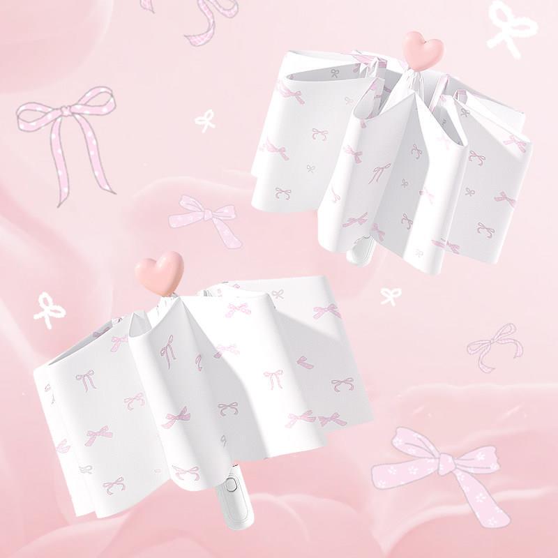 Healing-Style Heart-Shaped Umbrella for Female Students, Dual-Use for Sun and Rain, Sun Protection, Automatic Folding, Black-Coated Sunshade Umbrella Healing-Style Heart-Shaped Umbrella for Female Students, Dual-Use for Sun and Rain, Sun Protection, Automatic Folding, Black-Coated Sunshade Umbrella