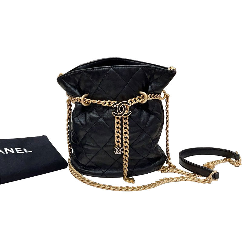 [98% New] Chanel 22S New Enamel Buckle Bucket Bag Lucky Bag Crossbody Bag Women's Bag Genuine Product