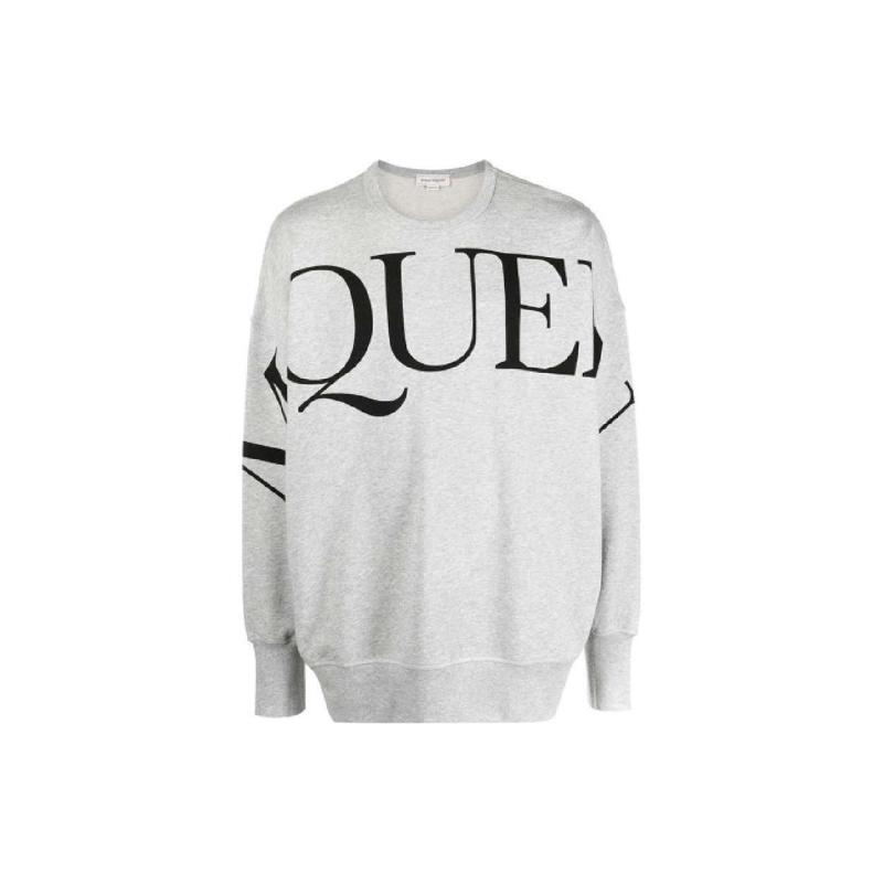 Alexander McQueen SS23 字母印花圆领长袖宽松卫衣 男款 灰色