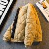 Kuraishi Kazuki trendy brand diamond-shaped cotton jacket for men in autumn and winter plus velvet retro Japanese style casual baseball collar warm jacket