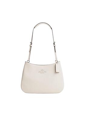 COACH蔻驰 Penelope 按扣开合 牛皮革 单肩手提包 中号 女款 白色