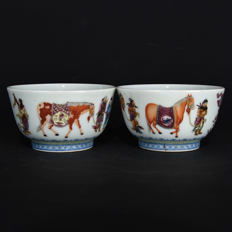 LY0838 Old Collection Qing Yongzheng Enamel Character Story Cup