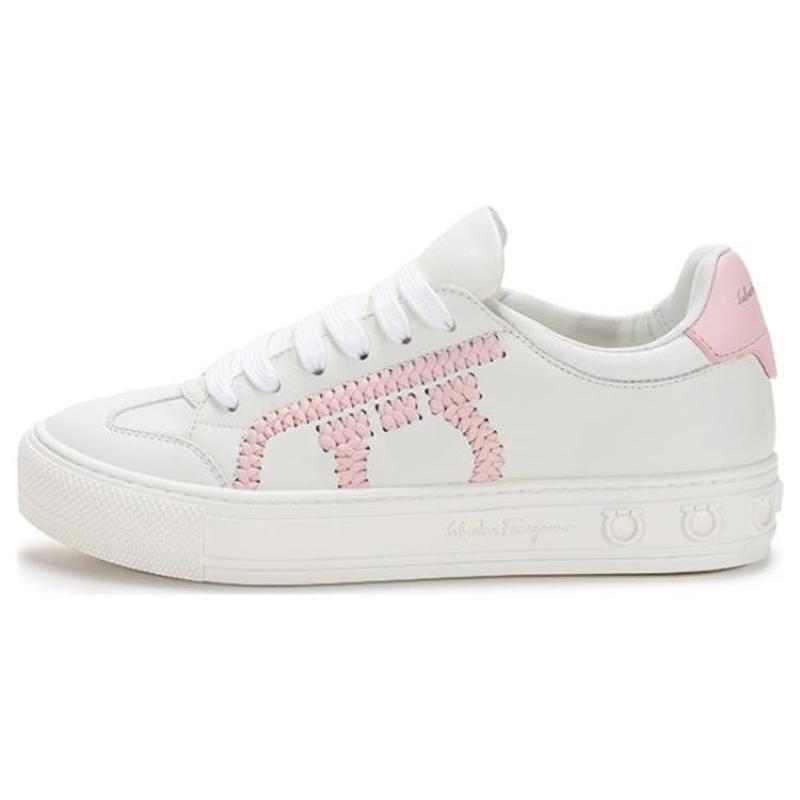 Ferragamo 菲拉格慕 牛皮系带时尚板鞋 女款 白浅粉