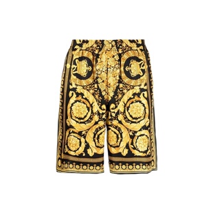 SS22 送礼推荐 Barocco印花及膝丝绸短裤 拼色 男款 VERSACE