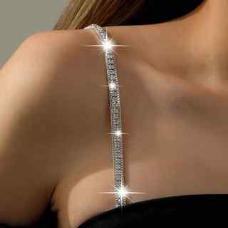 新型性感美背水钻珍珠外穿亮闪闪的肩带可调节水钻肩带文胸内衣带