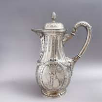 Antique ] figurée italienne médiévale en argent pur fabricant de café teapot S21121230-2