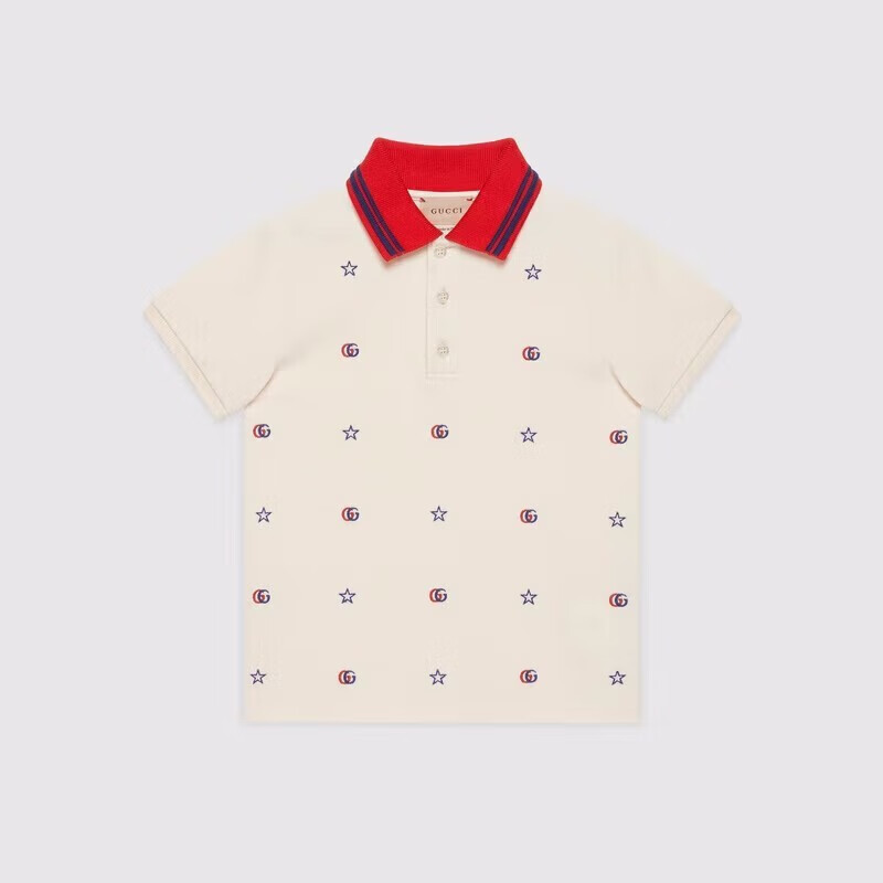 9.9 Brand New Unused Gucci Men's Cotton Spandex Small Logo Embroidered Turn-Down Collar Short-Sleeve Polo Shirt 8A