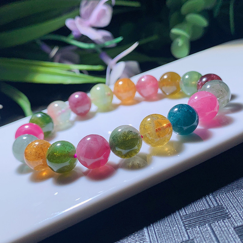 10 1 mi 31 grams of candy rainbow single string of Brazil's natural tourmaline handbags 11856