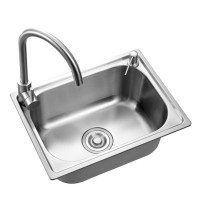 Kitchen brushed thickened 304 stainless steel sink large single tank one-piece sink basin sink set
