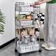 Snack storage racks for household living rooms, multi-function floor-standing movable trolleys, multi-layer transparent storage rack storage cabinets