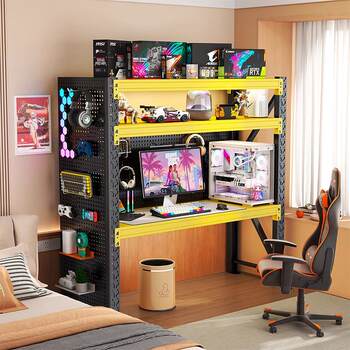 Computer desk desktop simple multi-layer shelf e-sports table diy hole board storage rack home desk storage shelf