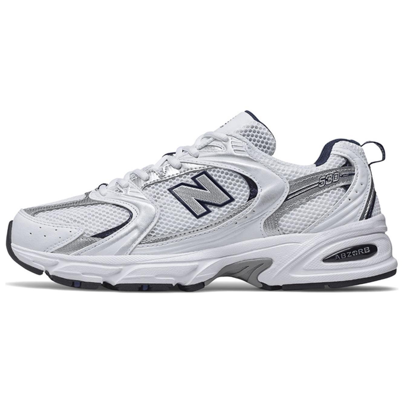New Balance 530系列防滑耐磨低帮跑步鞋男女同款白银色MR530SG