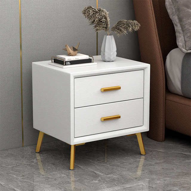 Bedside table light luxury simple modern small ins style bedroom storage cabinet bedside storage rack leather storage cabinet