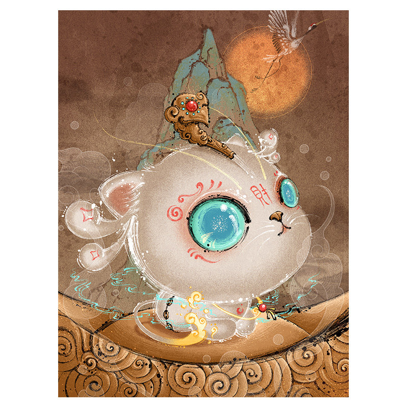 (time-limited ex-gratia pick-up) New sharp artist Dawn's Old Strand (Caixin Fairy Cat) Limited Edition Painting-Taobao