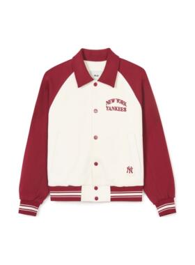 MLB  SS24 纽约洋基队 字母刺绣翻领单排扣长袖棒球服 男女同款