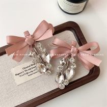 Sweet and cool hot girl style zirconium diamond bow hairpin Zhang Yuanyings same style crystal hollow hairpin bangs side clip headdress