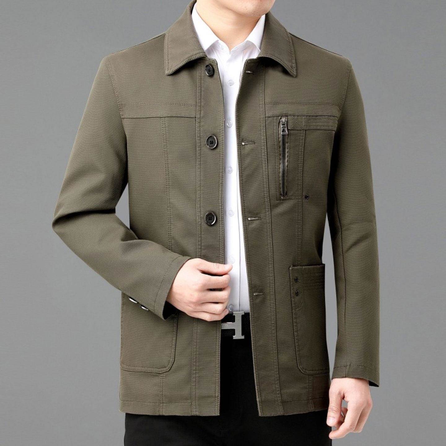 Hongshanghaowu high-end lapel casual jacket men's business tops dad middle-aged and elderly jackets Hongnen men's clothing