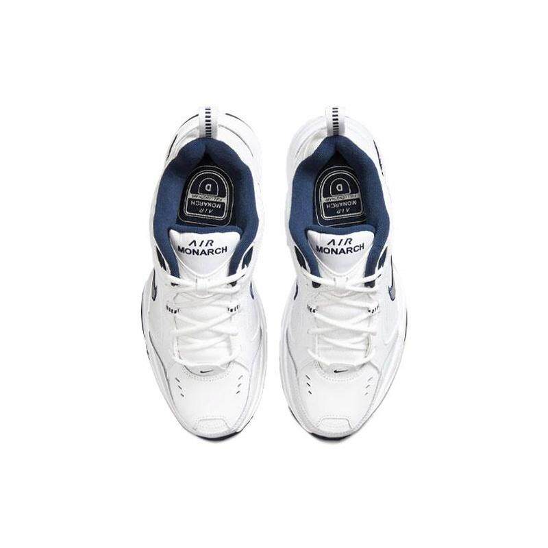 Nike White Navy cow split leather retro classic non-slip low top dad shoes men's blue and white