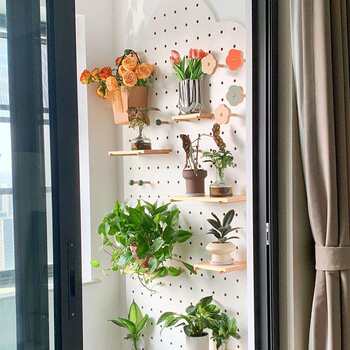 0a maobu roll hole board storage rack wooden custom balcony flower stand flower room terrace wall storage display rack