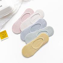 5 pairs of summer thin boat socks for women sweat-absorbent breathable invisible shallow socks silicone non-slip cotton socks anti-falling socks