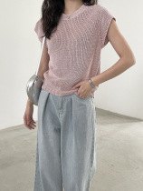 MMC short-sleeved sweater for women Guangzhou Thirteen Lines Summer Thin High-end Slim Fit Korean Ice Silk Top