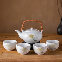 Bidding starts at 1 yuan for complete sets of old porcelain tea sets. It is a 5-piece set of porcelain Hongjiang clay teapots and cups used in the 1980s for home use.