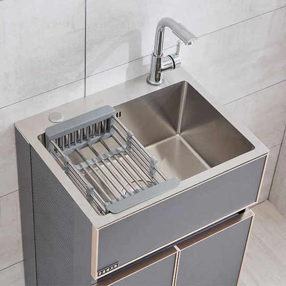 不锈钢水槽柜洗衣槽洗菜池洗碗厨房洗手落地小户型浴室柜单柜家用