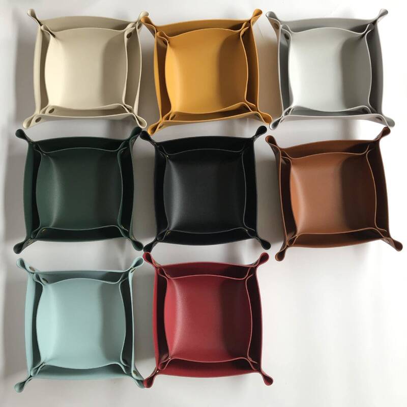 Scandinavian ins Leather Storage Box Desktop Leather Storage Tray Pu Leather Jewelry Cosmetics Key Storage Box
