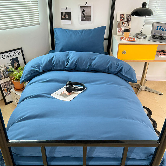 Simple wash cotton student dormitory bed three-piece set top and bottom bunk high school student bed sheets, quilt covers, quilt core six-piece set