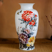 Flowers bloom wealth collectible vase Qi Baishis direct descendant Liu Peizhus freehand hand-painted porcelain vase high-end decoration