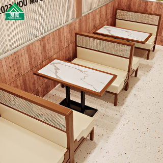 Southeast asian style theme restaurant deck sofa internet celebrity western restaurant tea restaurant hotel rattan solid wood table and chair combination