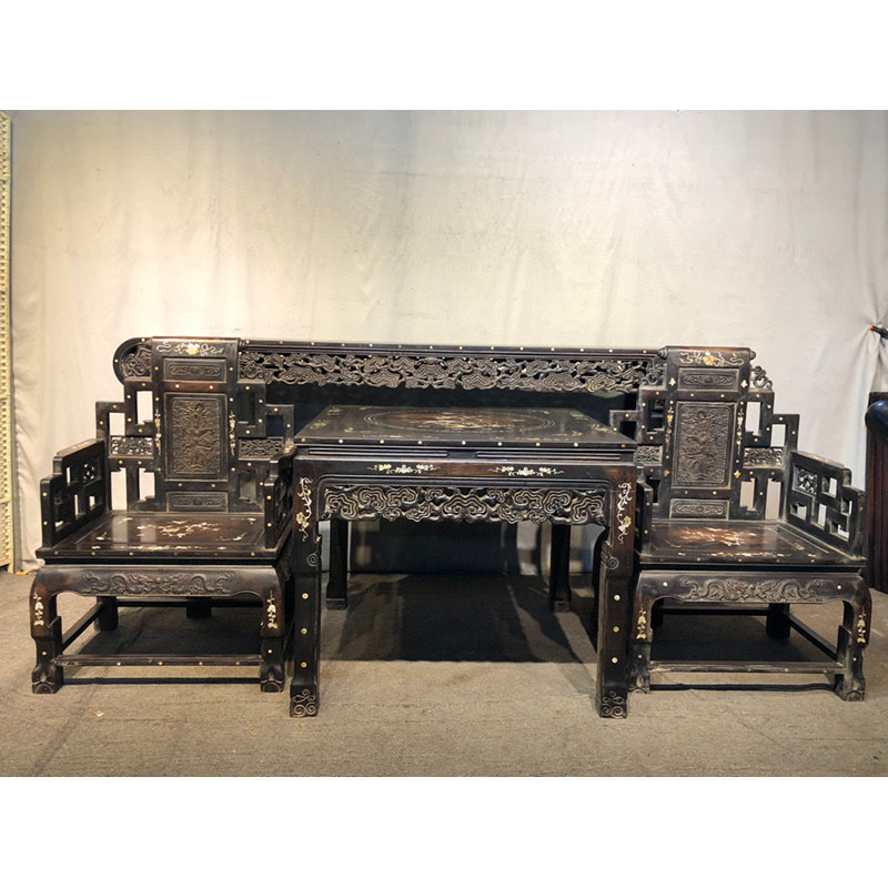 Small-leaf rosewood inlaid shell four-piece set - AD6625