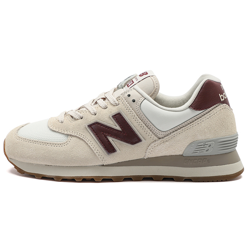 New Balance NB 574 复古 情侣 织物皮革 低帮跑步鞋 女款 米白色