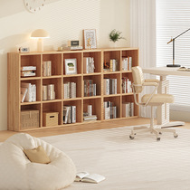 All solid wood bookshelf storage rack floor-to-ceiling wall combination lattice cabinet living room pine storage storage low home bookcase