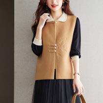 Knitted vest womens vest with trendy outer wear 2024 new autumn doll collar loose outer wear