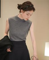 Early spring new style Yangzi yarn wool vest for women half turtleneck sleeveless knitted bottoming shirt with top that is trendy and slim