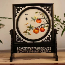 Su embroidery pure hand embroidery purple sandalwood double-sided embroidery ornament Ruyi new Chinese style craft gift