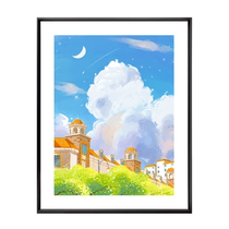 (Framed) Trendy illustrator Flying Swallows (There are clouds in the sky and the earth is spring) limited edition print