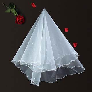 新娘结婚主婚纱头纱超仙森系蕾丝花朵头纱领证登记婚礼拍照头纱