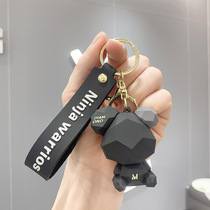 Cross-cut creative cute bear keychain national fashion couple small doll backpack key chain soft plastic creative small pendant