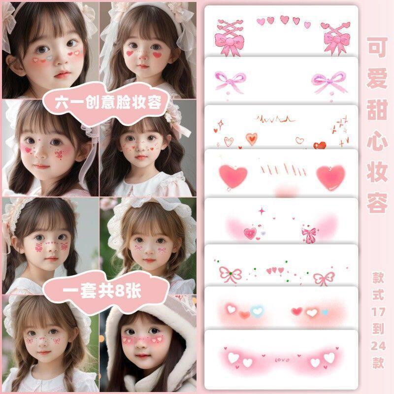 Children's Day Cute Makeup Tattoo Stickers Face Painting Stickers Kindergarten Stage Makeup Performance Photo Stickers Children's Day Cute Makeup Tattoo Stickers Face Painting Stickers Kindergarten Stage Makeup Performance Photo Stickers