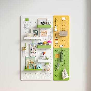 Desk hole board storage rack wall display board magnetic metal punch-free storage shelf wall hanging board bookshelf
