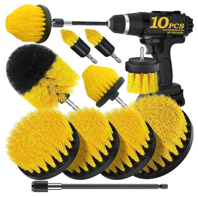 Electric Drill Cleaning Brush with Long Handle, Electric Brush Head for Bathroom and Kitchen Tile Polishing, Multi-Functional Gap Cleaning Brush