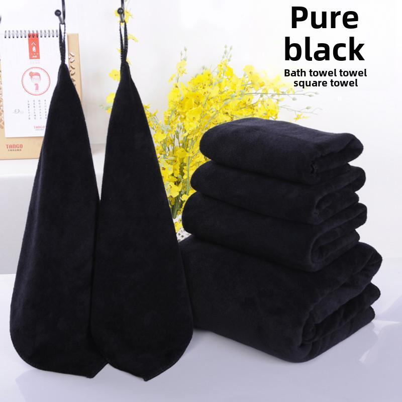 Black Towel for Car Wiping with Hanging Rope, Personalized Men's Bath Towel for Barber Shop, Absorbent and Lint-Free, Better Than Makeup Tablecloth