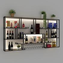 Chinese bar wine rack wall-mounted wine cabinet bar luminous iron wine rack restaurant wall display rack