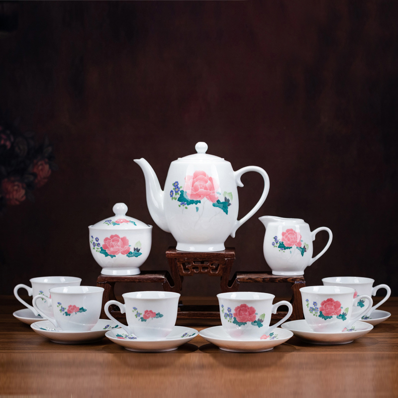 Complete set of porcelain Hongjiang ball mud mineral pigment pure hand-painted tea set teapot teapot teacup not easy to be used in the 70 s