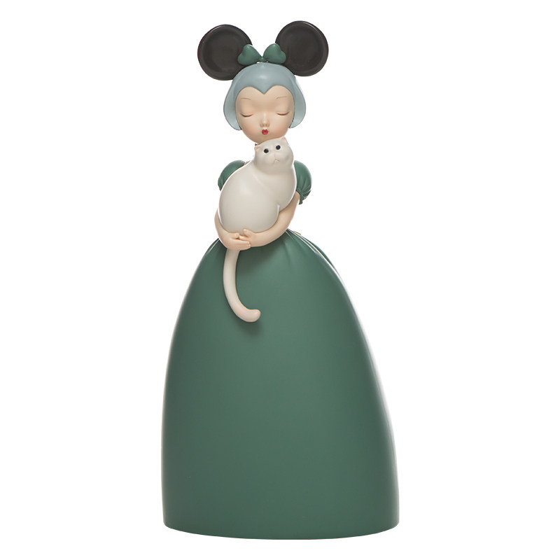 Jia Xiaogulu Cartoon Desktop Swing Piece Birthday Gift < White Night Fairy Tale-The cat-green mini of the thin cloud