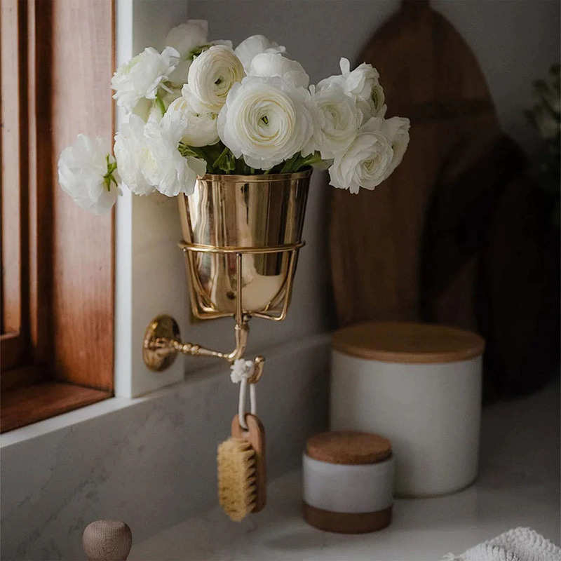 In-Stock Opal Wall Vessel Hook Flower Pot Stand Integrated Metal Creative Wall-Mounted Home Decoration