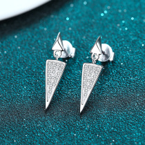 XDY sterling silver earrings personalized earrings long triangular stud earrings full of moissanite earrings