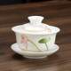 Household tea bowl three-cup covered bowl teacup large blue and white porcelain set ceramic white porcelain Kung Fu tea set single